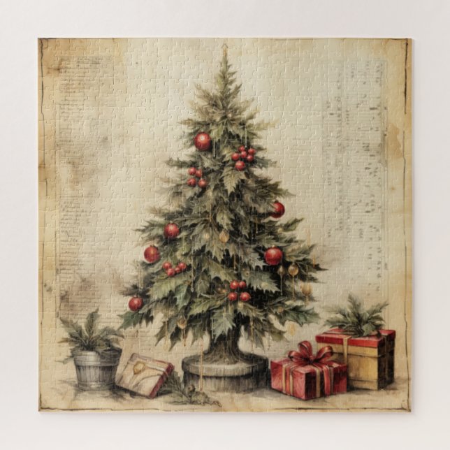 Vintage Christmas Tree Puzzle (Vertical)