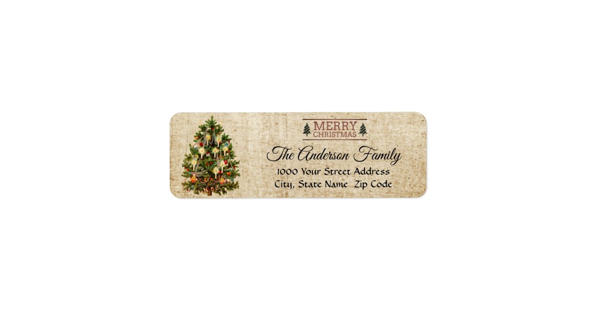 Vintage Christmas Tree Return Address Label | Zazzle