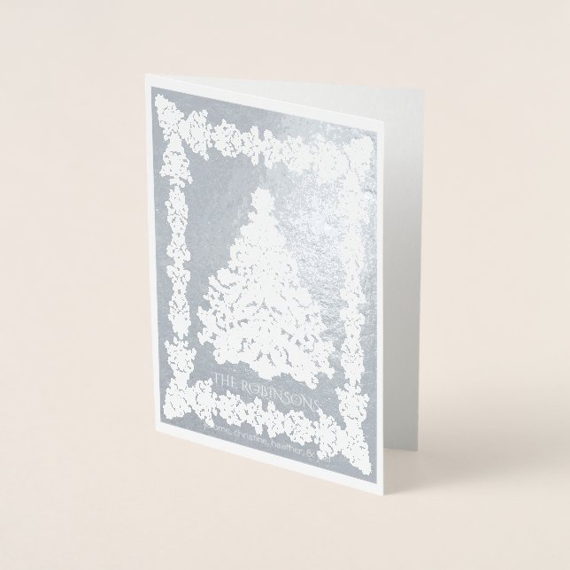 Vintage Christmas Tree Silver Foil Card (Front)