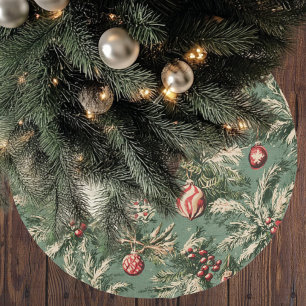 Vintage Christmas Tree Skirt Retro Ornaments
