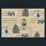 Vintage Christmas Tree Snowman Music Tissue Paper<br><div class="desc">A collage of vintage illustrations and sheet music pertaining to Christmas. Includes an illustration of a little girl,  a snowman,  a christmas tree,  and blue winter birds.</div>