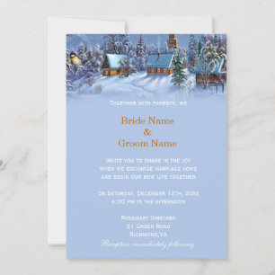 Vintage Christmas tree snowy world holiday wedding Invitation