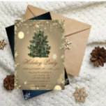 Vintage Christmas Tree Stars Holiday  Invitation<br><div class="desc">An elegant holiday party invitation featuring a vintage Christmas tree with stars on a cream background. These beautiful Christmas invitations are perfect for Christmas dinner party invitations, holiday gift exchange invitations, Christmas fundraisers, holiday ball invitations, and other events held during the month of December. Just use the template fields to...</div>