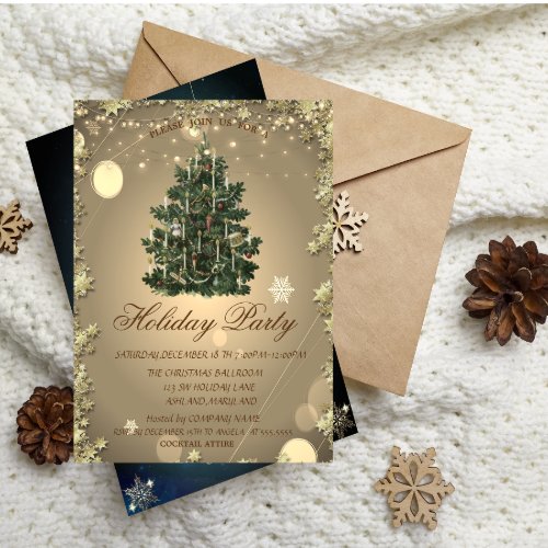 Vintage Christmas Tree Stars Holiday  Invitation