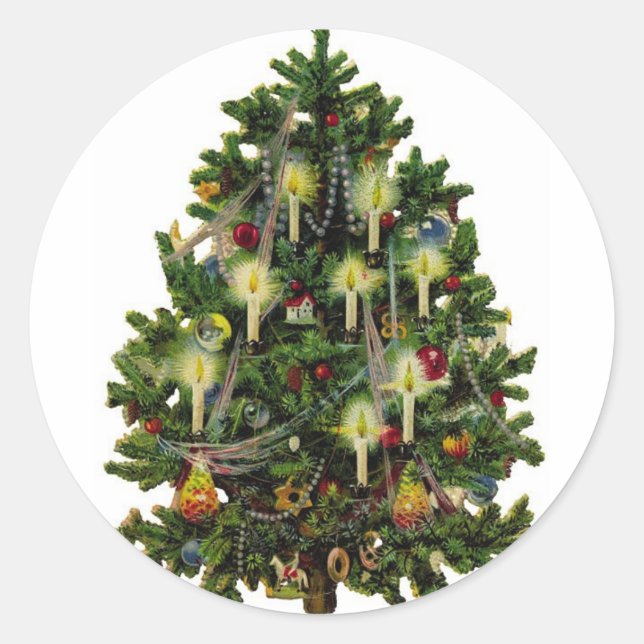 Vintage Christmas Tree Sticker (Front)