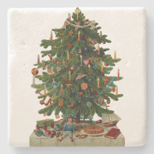 Vintage Christmas Tree Stone Coaster