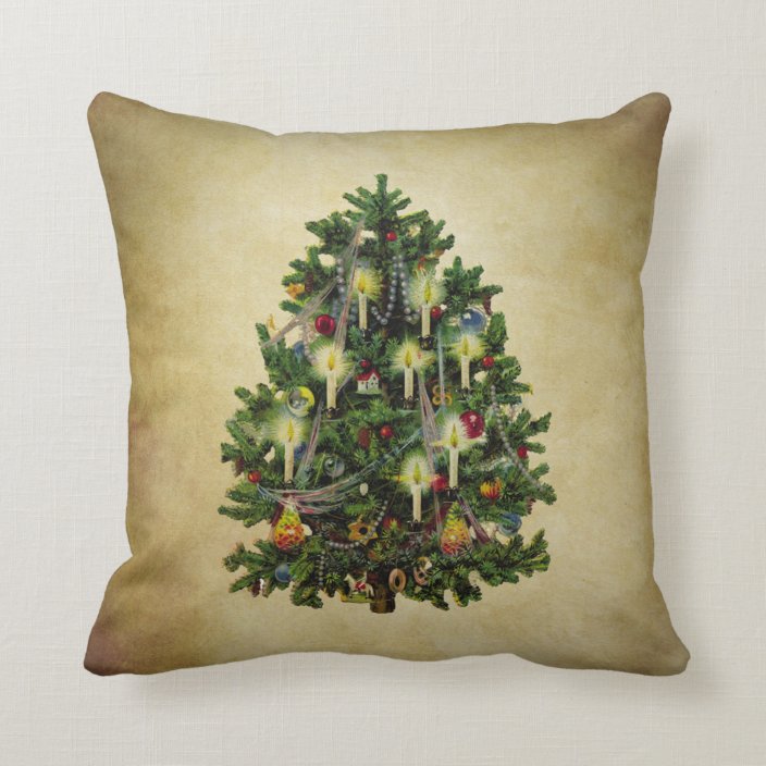 vintage christmas tree throw pillow | Zazzle.com