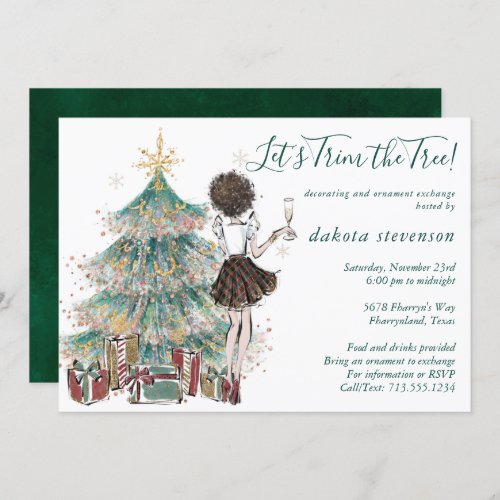 Vintage Christmas  Tree Trim Ornament Exchange Invitation