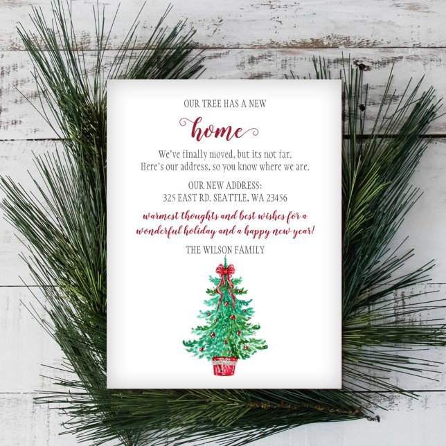 Vintage Christmas Tree We've Moved Holiday Cards (Creator Uploaded)
