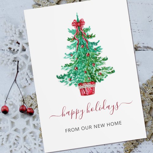 Vintage Christmas Tree Weve Moved Holiday Moving  Postcard