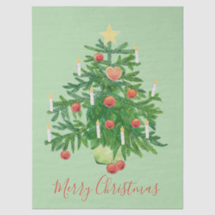 Vintage Christmas Tree with a Star & Heart Cookie Tissue Paper