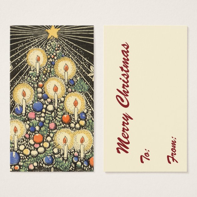 Vintage Christmas, Tree with Candles and a Star (Front & Back)