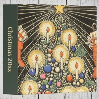 Vintage Christmas  Tree With Candles And A Star Binder by ChristmasCafe at Zazzle