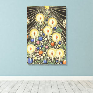 Vintage Christmas, Tree with Candles and a Star Canvas Print