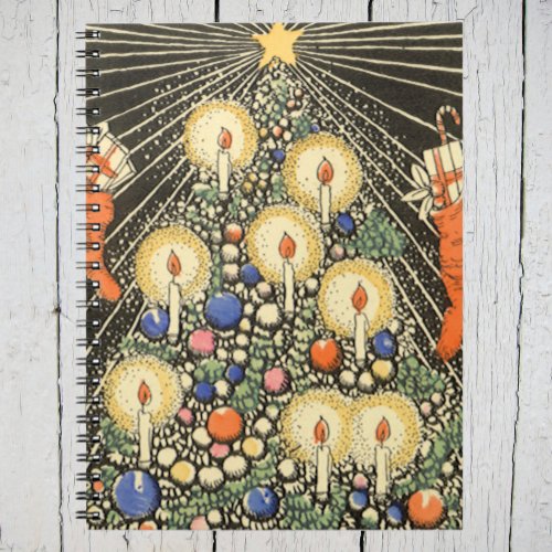 Vintage Christmas Tree with Candles and a Star Notebook