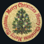 vintage christmas tree with candles stickers<br><div class="desc">christmas tree with candles stickers and merry christmas</div>