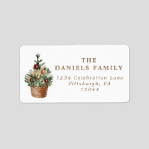 Vintage Christmas Tree With Ornaments  Label