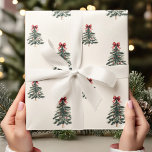 Vintage Christmas Tree with Red Bow Minimalist  Wrapping Paper<br><div class="desc">Wrap your holiday gifts with charm using this Vintage Christmas Tree Wrapping Paper. Featuring a realistic, cute Christmas tree topped with a red bow, this design blends a classic holiday look with a modern, minimalist twist. The neutral colors make it versatile and perfect for a range of holiday gifts, adding...</div>