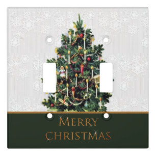 Vintage Christmas Tree with Snowflakes Light Switch Cover