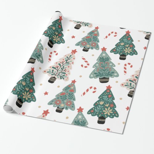 Vintage Christmas Tree Wrapping Paper