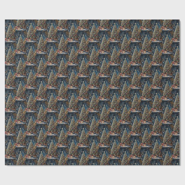 Vintage Christmas Tree Wrapping Paper (Flat)