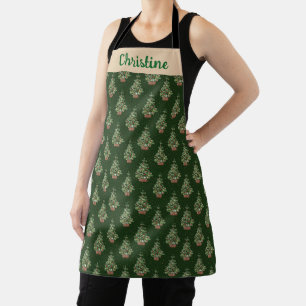 Vintage Christmas Trees All Over Print Apron