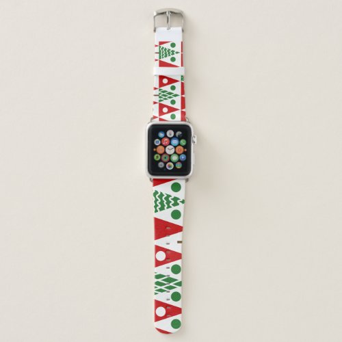 Vintage Christmas Trees Geometric Pattern Apple Watch Band