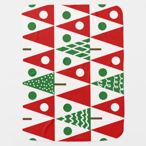 Vintage Christmas Trees Geometric Pattern Baby Blanket