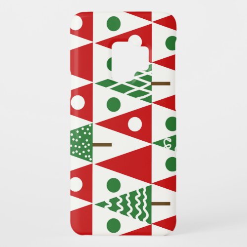 Vintage Christmas Trees Geometric Pattern Case_Mate Samsung Galaxy S9 Case