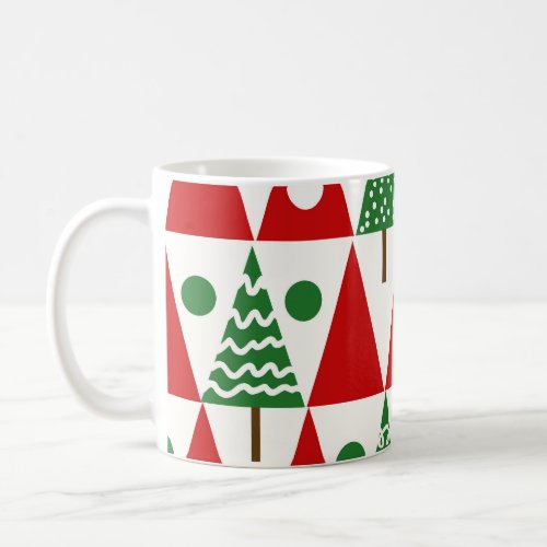 Vintage Christmas Trees Geometric Pattern Coffee Mug