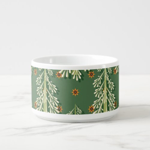 Vintage Christmas Trees Illustration Pattern Bowl