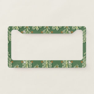 Vintage Christmas Trees Illustration Pattern License Plate Frame