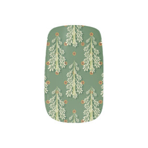 Vintage Christmas Trees Illustration Pattern Minx Nail Art