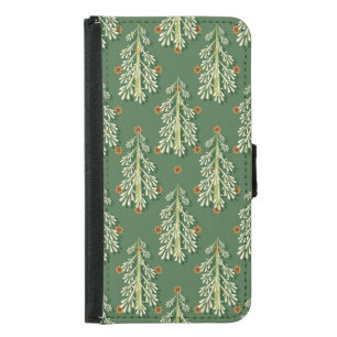 Vintage Christmas Trees Illustration Pattern Samsung Galaxy S5 Wallet Case