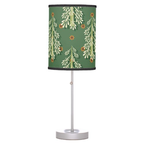 Vintage Christmas Trees Illustration Pattern Table Lamp