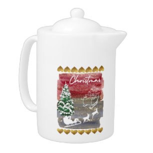 Vintage Christmas trees Teapot
