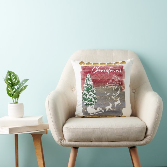 Vintage Christmas trees  Throw Pillow (Chair)