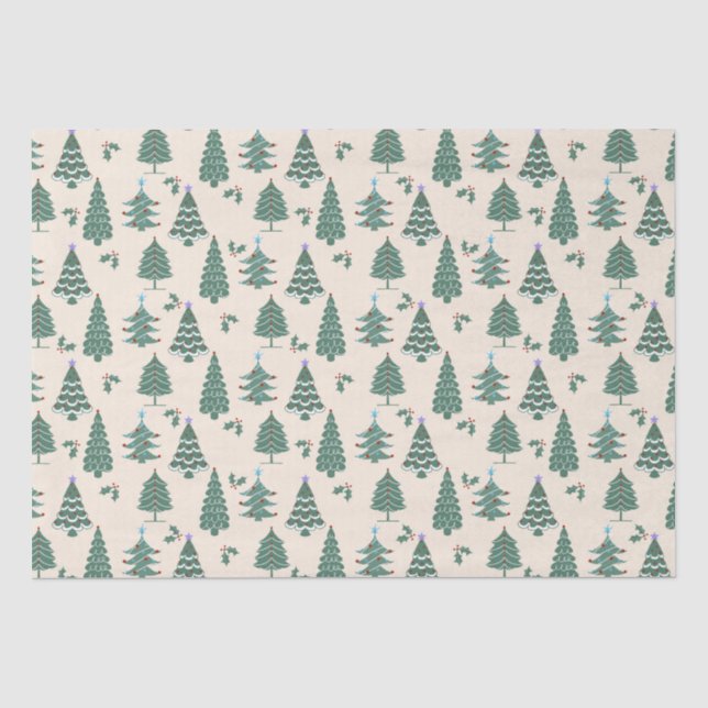 Vintage Christmas Trees  Tissue Paper (Front)