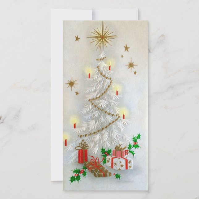 Vintage Christmas Trees With Presents Holiday Card (Front)