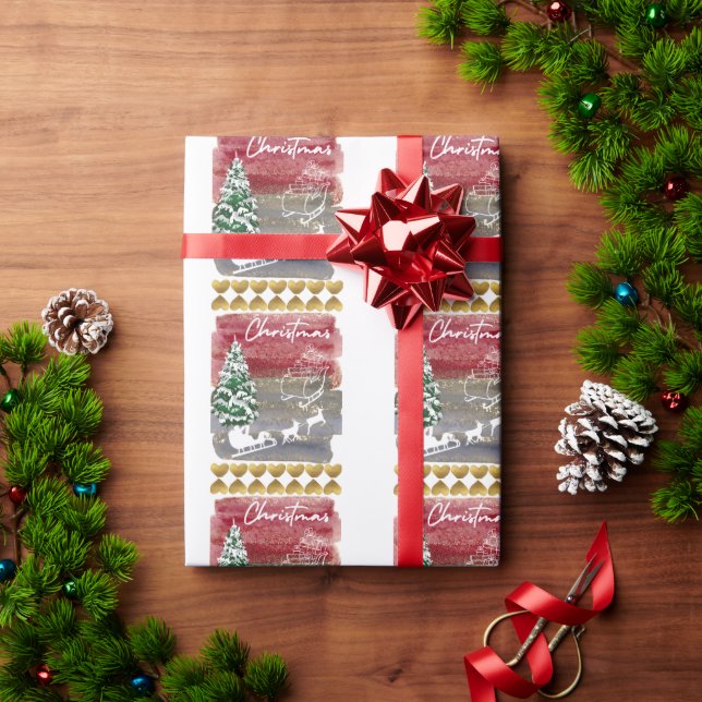 Vintage Christmas trees  Wrapping Paper (Holiday Gift)