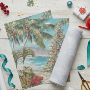 Vintage Christmas Tropical Beach Palm Tree Tissue Paper