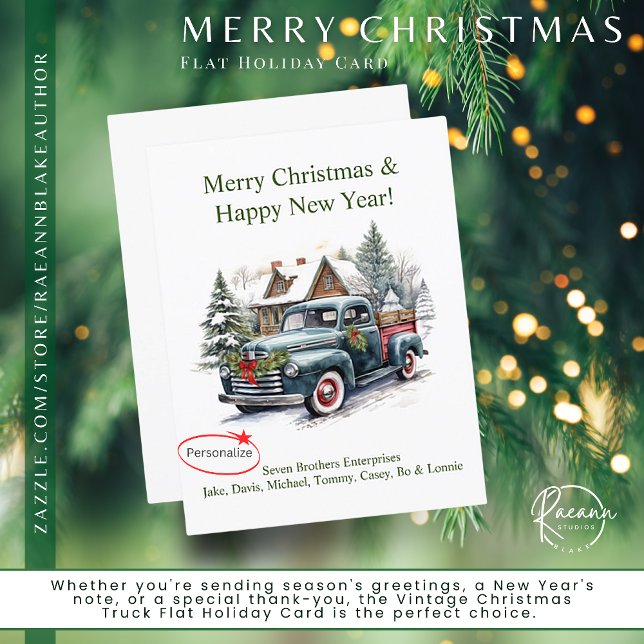 Vintage Christmas Truck Flat Holiday Card (Creator Uploaded)