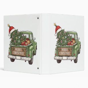 Vintage Christmas Truck Merry Christmas Men Women 3 Ring Binder