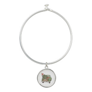 Vintage Christmas Truck Merry Christmas Men Women Bangle Bracelet