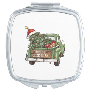 Vintage Christmas Truck Merry Christmas Men Women  Compact Mirror