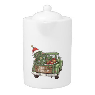 Vintage Christmas Truck Merry Christmas Men Women Teapot