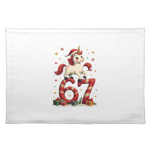 Vintage Christmas Unicorn 67 Cute Holiday Dabbing Cloth Placemat