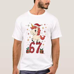 Vintage Christmas Unicorn 67 Cute Holiday Dabbing  T-Shirt