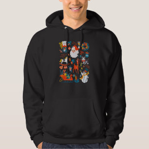 Vintage Christmas Vibes Santa Snowman Xmas Cute Ca Hoodie