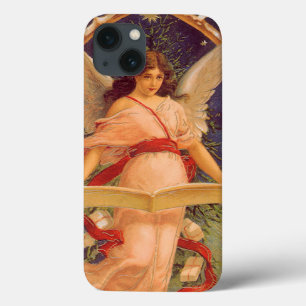Vintage Christmas, Victorian Angel Reading Bible iPhone 13 Case